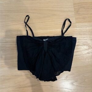 Katie J NYC Black Lace Bow Detail Women's Top girls XL